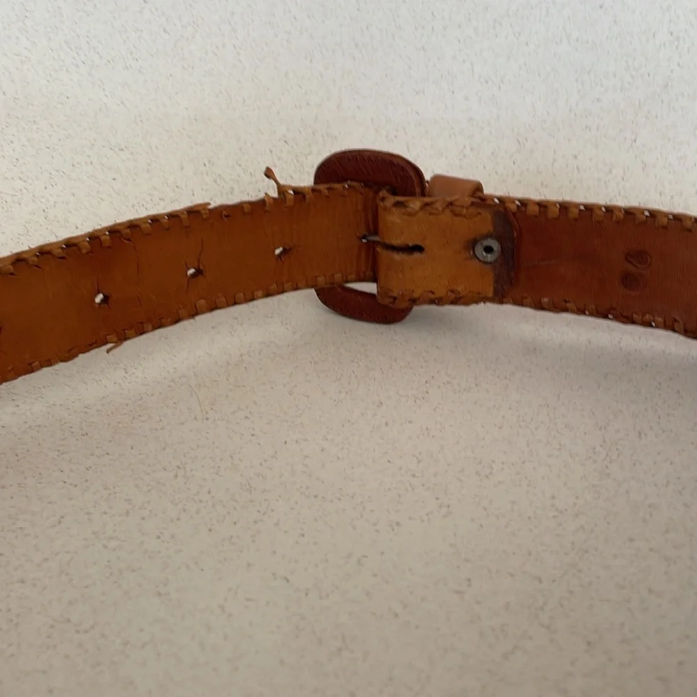 Vintage Guatemalan Woven Leather Belt Youth Small